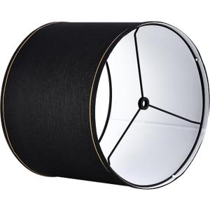 GO&SO Black and Gold Trim Drum Lamp shades,Medium Lamp shade 13" Top×13" Bottom×10" High(Spider) Modern Lampshades for Table&Bedside lamp,Floor Lamp Replacement Lampshade in Hand Crafted,Easy Assembly
