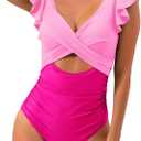 One Piece Swimsuit Women Tummy Control 2024 Bikini Swimsuit Cutout for Women Bathing Suit for Women (Pink, M)