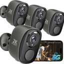 4PC 2.4G/ 5GHz WiFi Security Cameras Wireless Outdoor, 2K Battery Home Security Camera with AI Detection, Siren, Surveillance Indoor Home Camera, Color Night Vision, 2-Way Talk, IP65, Cloud/ SD, Works Alexa G