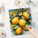 Citrus Paint by Numbers Kit for Adults - DIY Vibrant Yellow Lemons Hanging from a leafy branch Painting on Canvas 16x20In, Framed Acrylic Paint Set for Beginners, Fruit Art for Home Decoration/Gifts