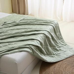 EP Mode Lightweight Quilt Blanket for Summer, Viscose from Bamboo Fabric & Filling, Natural, Breathable & Machine Washable- Sage Green, King