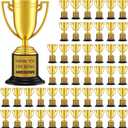 Highergo 24 Pcs Mini Trophies Awards Plastic Gold Trophy Cups Party Favors Adults Metal Trophy with Stickers for School Football Basketball Sports Competition Staff Reward Appreciation Gifts