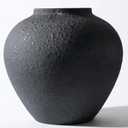 Black Large Round Vase Pottery Look for Home Decor, Arina Black Rustic Iron Vase Modern Farmhouse, Console Table Decor, Earthy Textured Metal Big Black Round Vases for Centerpieces, Jarrones Grandes