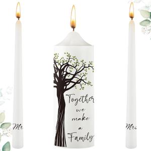 Frienda Unity Candles for Wedding Ceremony Set Wedding Unity Taper Candles Catholic Religious Ceremony Accessories(Tree Style)