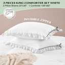 HARBOREST King Comforter Set White - Ruffle Comforter for King Size Bed, Fluffy King Size Comforter Set for All Seasons, 3 Pieces (1 Comforter & 2 Pillow Shams)