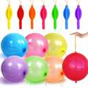 LEEZZIZZ 30Pcs Punch Balloons, Thickened Neon Punching Balloon Heavy Duty Party Favors for Kids with Rubber Band Handle, Bouncy Balls for Birthday Weddings Goodie Bag Stuffer Supply