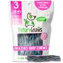Nature Gnaws Braided Beef Chews for Dogs 5-6" (3 Count) - Long Lasting for Small and Medium Dogs - Natural Beef Gullet Jerky Dog Chew Treats 12/2015