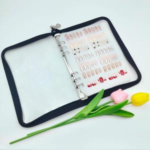 Press On Nail Organizer 10 PCS Clear Empty Press On Nail Storage Press On Nail Packaging for Fake Nail Storage Nail Display Nail Salon Press On Nail Supplies Organizer with Nail Tape (Zipper-(9.8*7*1 inch))