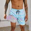 Cozople Men's Swim Trunks with Compression Liner 5.5" Inseam Quick Dry Bathing Suit Boxer Brief Lined Swim Shorts Swimwear (S)