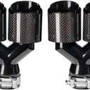 YDES Carbon Fiber 3-Inch Inlet 4-Inch Outlet Set of Dual Car Exhaust Tips Fit For 76 mm or 3 Inch Stainless Steel Tailpipe Exhaust Pipe(2pcs) BLack