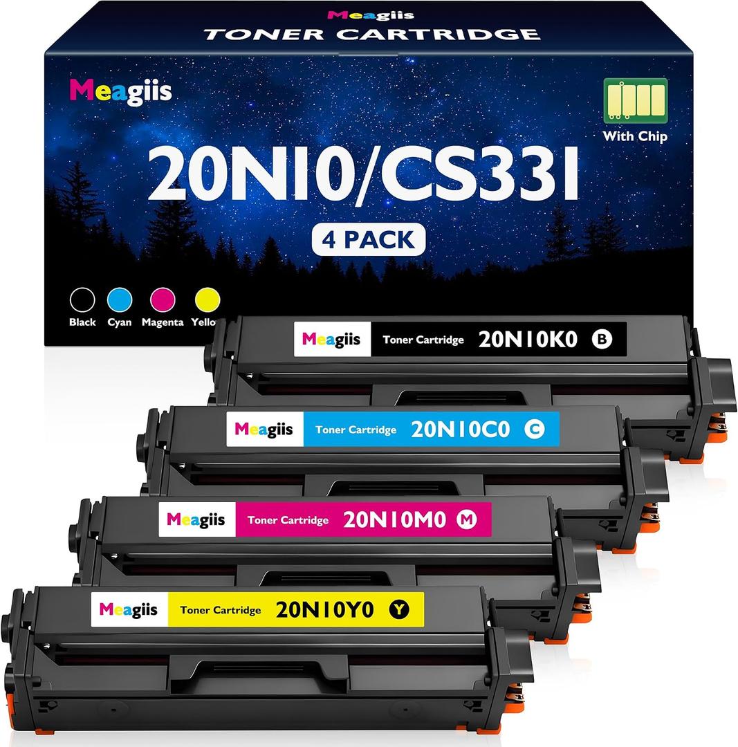CX331 CS331 Toner Cartridge Replacement for Lexmark 20N10 4-Color Combo 20N10K0 20N10C0 20N10M0 20N10Y0 Toner for CS331 CS431 CX331 CX431 CS331dw CS431dw CX331adwe CX431adw Printer Ink