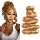 Honey Blonde Bundles Human Hair Reddish Brown Body Wave 3 Bundles 14 16 18 inch Peruvian Virgin Hair Weave Color #30 Bundle