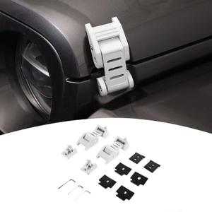 for Jeep Hood Latches Lock Catch Kit for Jeep Wrangler JK JKU 2007-2017 for Wrangler JL JLU 2018 up for Gladiator JT 2020 up, Exterior Accessories (White) 2pcs