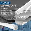 JESLED 20-Pack T8 LED Tube Lights 4Ft, 14W 2450LM 5000K, Single or Double End Powered, Plug and Play or Ballast Bypass, Type A+B 4 Foot T10 T12 Fluorescent Bulbs Replacement, Frosted