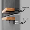 4 Inch Heavy Duty Floating Shelf Brackets,Hidden Black Metal L Bracket,Industrial Modern Wall Shelving Supports,3Pack