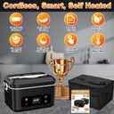 Heated Lunch Box,Electric Lunch Box, Lunch Box Battery Powered, Pro 24000mah,5.5 Cups Portable Food Heater-3D-5 Side Heating-Intelligent Temperature Control,Suitable For Trucks,Offices(Black/White)