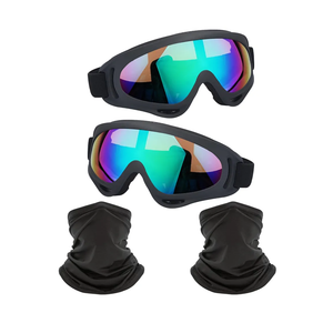 Motorcycle Goggles,2 Pack Dirt Bike ATV Motocross Riding Hiking Protective with 2 Pack Neck Breathable Bandana Mask And Bag