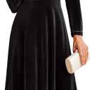 BeryLove Women Velvet Dress Cocktail Party Evening Dresses Long Sleeve Wedding Guest Formal Dresses (Small, Black)