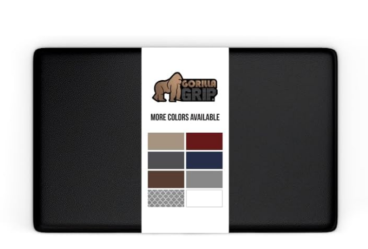 GORILLA GRIP Soft Anti Fatigue Mats for Kitchen Floor, 17x24, Stain and Scratch Resistant Waterproof Ergonomic Standing Office Desk Mat, Supportive Memory Foam Rug, 1/2 Inch Thick Black