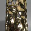 FABSPARK Case for iPhone 14 Pro Max,3D Meteorite Bubble Pattern Electroplate Plating Glitter Curly Wavy Frame Glossy Case,Soft TPU Shockproof for iPhone 14 Pro Max 6.7 Inch,Golden