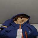 Waterproof Winter Coat, Sherpa Lined Hooded Parka, Windproof Change Robe with 2 Pockets, Long Sleeve (Large, Navy Blue)