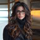 Aisaide Long Wavy Highlight Brown Layered Wig with Curtain Bangs for Black Women Synthetic Ombre Brown Layered Wig Long Wavy Highlight Blonde Shaggy for Women 24 inch