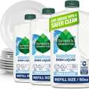 Seventh Generation Dish Soap Refill, Free & Clear, 50 fl oz, 3 Pack, Plant-Based Dishwashing Liquid for Grease & Tough Food Messes, For Sensitive Skin