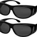 Success Eyewear Fit Over Sunglasses Polarized Lens Wear Over Prescription Eyeglasses 100% UV Protection for Men and Women (Set of 2 Grey)