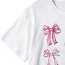 Girl's Bow Graphic Tees Crew Neck Short Sleeve Summer T Shirts Preppy Cute Clothes for Girls