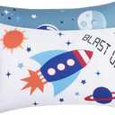 Everyday Kids 2-Pack Standard Size Pillowcases fit Pillows 20 x 26 -100% Soft Breathable Microfiber - Perfect for Toddler Little Boy Twin/Full Size Bed - Space