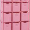 12 Cube Storage Organizer With Bins Included - Closet Storage With 12 Storage Bins - Easy To Assemble Storage Unit With Drawers - Closet Organization For Clothes, Bedroom, Nursery, & Toys (Pink)