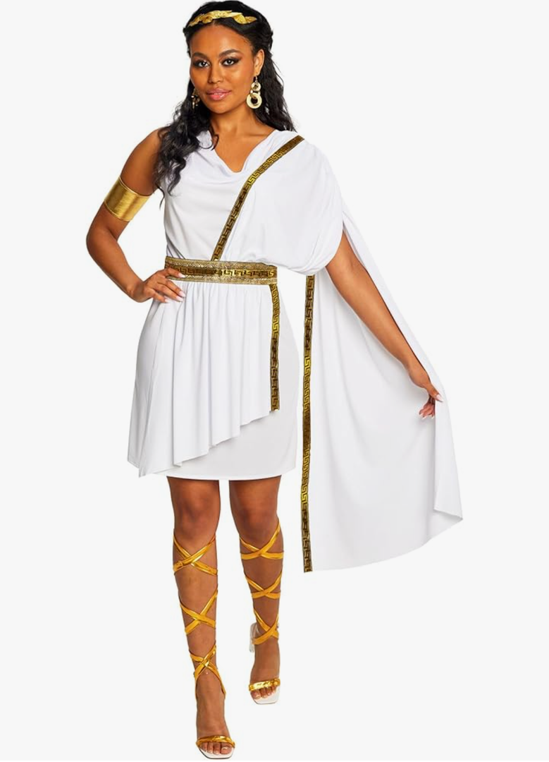 Morph Greek Goddess Costume - Women's Toga Costume, Halloween Goddess Outfit for Women, Greek Toga Dress, Size S