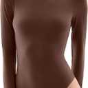 PUMIEY Women's Crew Neck Long Sleeve Bodysuit Second-skin Feel Tops Smoke Cloud Collection
Size M
