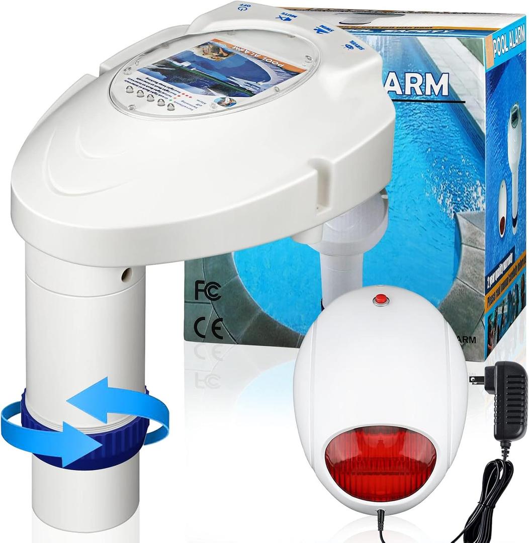 Inground Pool Alarm for Kids Safety, Swimming Pool Motion Sensor Alarm | Wireless Pool Water Immersion Alarms Detector Battery Powered with Remote Receiver for Kids Pets FCC-Compliant