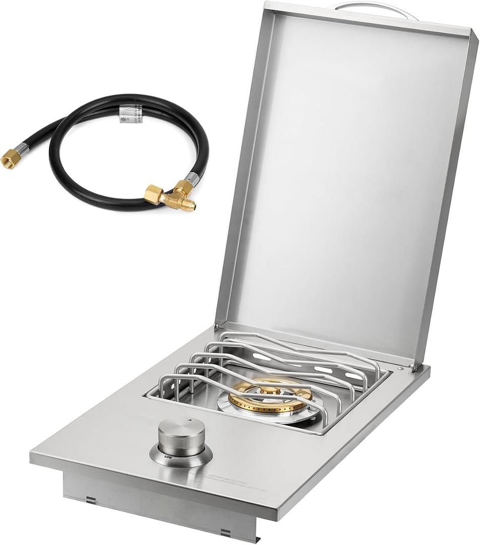 Stanbroil Built-in Single Side Burner for Outdoor Kitchen, 304 Stainless Steel Grilling Side Burners - Natural Gas Only