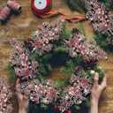 Tigeen 12 Pcs Christmas Tree Picks Bulk Artificial Christmas Tree Filler Glitter Berries Stems Branches Floral Decorations 15.75'' Xmas Sprays Twigs Berry Picks for Vase (Rose Gold)