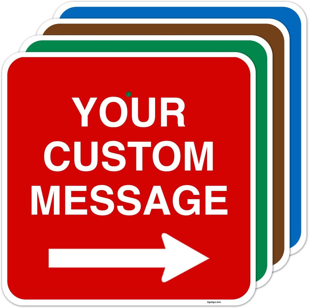 Custom Square Left or Right Arrow Sign, Personalize for Office, Business, Workplace, office, Home, Airbnb, Delivery Signs, 12x12 Inches Yellow, Rust Free .040 Aluminum, Fade Resistant, Made in USA