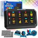 MICTUNING P1B RGB 8 Gang Switch Panel, Multifunction Toggle Momentary Flash Strobe Pulsed Switch Pod with Backlit Off, 5-Level Brightness Circuit Control Relay System Box for Truck RV Offroad Marine