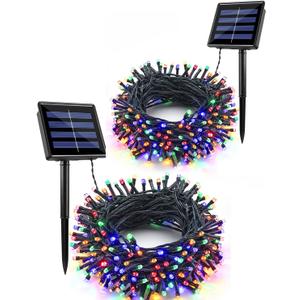 Flacchi 2 Pack Solar String Lights Each 72ft 200 LED 8 Modes Outdoor String Lights Waterproof Solar Fairy Lights for Garden, Patio, Fence, Balcony, Outdoors,Holiday Decoration (Multicolor)