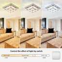 FRIXCHUR 12" Crystal Ceiling Light Crystal Chandelier LED Square Flush Mount Ceiling Light 2-Layer K9 Crystal Ceiling Fixture for Bedroom Living Room Dining Room Hallway Staircase Kitchen Closet