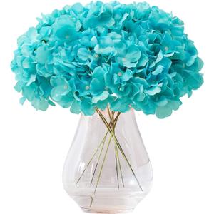 Artificial Hydrangea Flowers Tiffany Heads 10 Fake Hydrangea Silk Flowers for Wedding Centerpieces Bouquets DIY Floral Decor Home Decoration with Stems (Large)