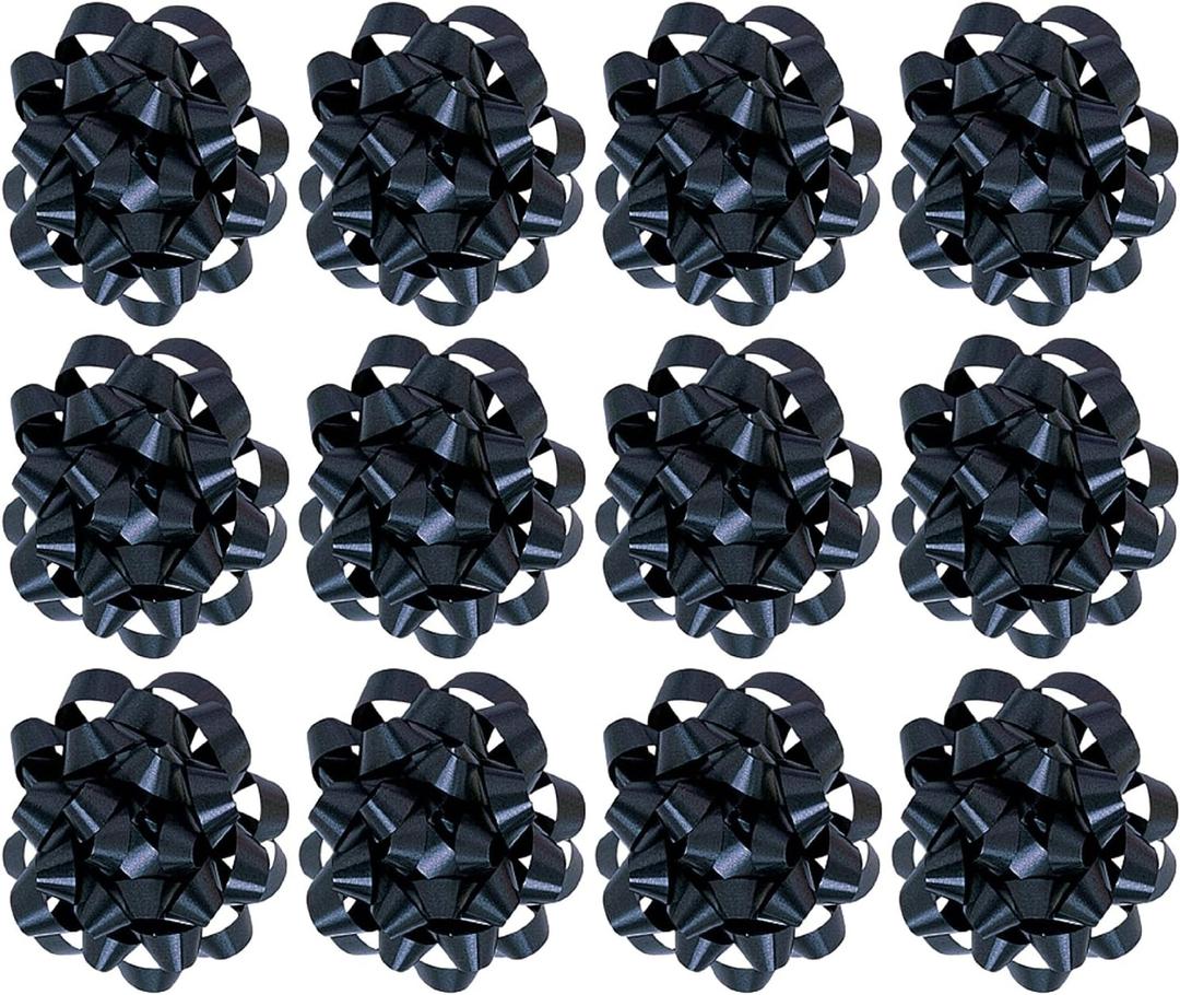The Gift Wrap Company Decorative Confetti Gift Bows, Medium, Black, pack of 12
