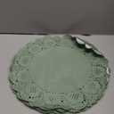 MCEAST 100 Pack Round Sage Green Paper Doilies 13.5 Inches Lace Paper Place Mats Rustic Scallop Doily Disposable Table Pads for Food Cakes Crafts Party Weddings Tableware Decor