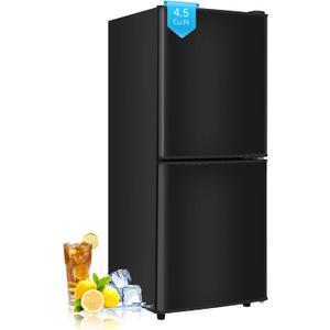 Compact Refrigerator with Freezer, 4.5 Cu. Ft. 2-Door Dorm Fridge with Adjustable 7-Level Thermostat, Small Refrigerator with Freezer for Home, RV, Apartment, Office, Black