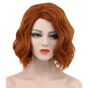 karlery Adult Women Short Bob Wave Orange Wig Halloween Cosplay Wig Anime Costume Party Wig