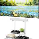 Steel Base Rolling TV Stand with Soundbar Mount for 50-90 inch TVs up to 154lbs, Swivel&Tilt Mobile TV Stand with Large Storage, Height Adjustable Heavy-Duty TV Cart, Max VESA 600x400mm, White