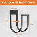 Garden Hose Holder Wall Mount - Metal Water Hose Hanger for Outside, Durable Hook for Garden, Garage, or Yard Storage (Black-Solid Frame)