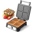 UVFAST Waffles Maker Waffle Iron, 4 Belgian Square Waffle Maker, Belgian Waffle Maker Thick with Non-stick Plate, Breakfast Waffle Machine Make Waffle in Minutes, 3 Browning Level, 1200W