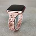 Bands Compatible with Fitbit Versa 2/Versa Lite/Versa, Women Replacement Metal Rhinestone Bling Bracelet Wristband, Rose Gold