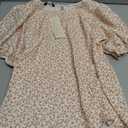 Dokotoo Floral Print Blouses for Women Crewneck Smocked Puff Sleeve Shirts Casual Babydoll Tops (Beige, M)